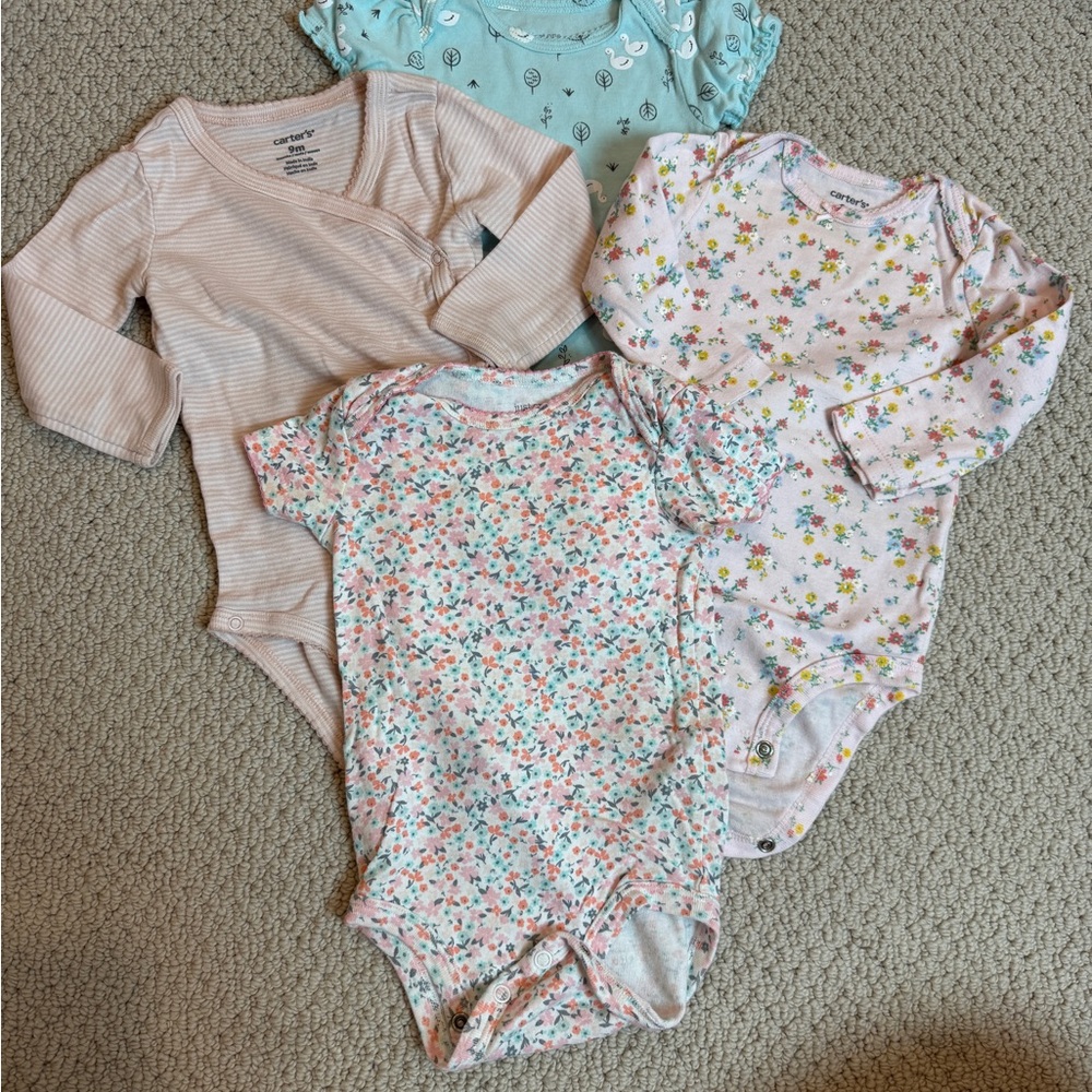 Lot of Carter's baby girl Bodysuits 9months